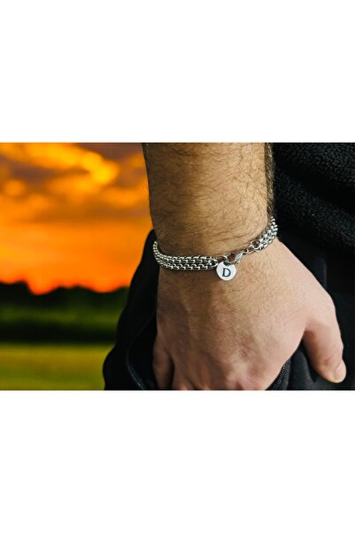 derokas Men's Fashion - Lettered, Double Chain and Stainless Steel Bracelet