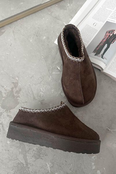 MİLAYA SHOES LOTUS İÇİ TÜYLÜ ŞERİT DESENLİ KADIN TERLİK