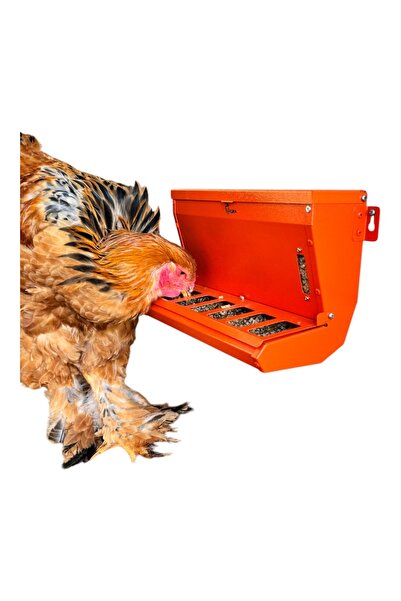 HERA (YEM KAPASİTESİ 3 KG.) Duvara Monte Edilebilir Metal Tavuk Yemliği/ Turuncu