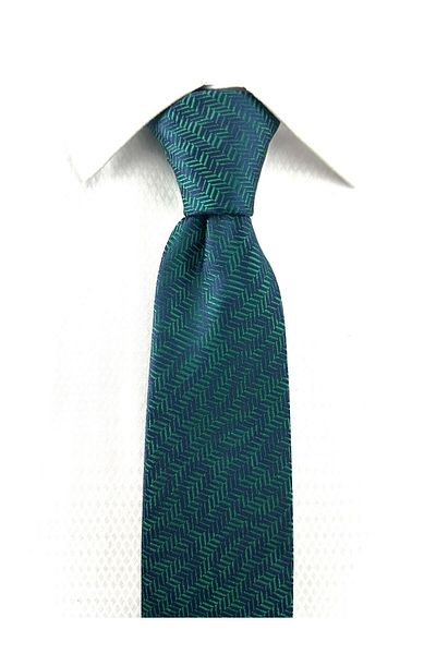PİERRONİ Green Navy Blue Shawl Stripe Patterned Handkerchief Tie
