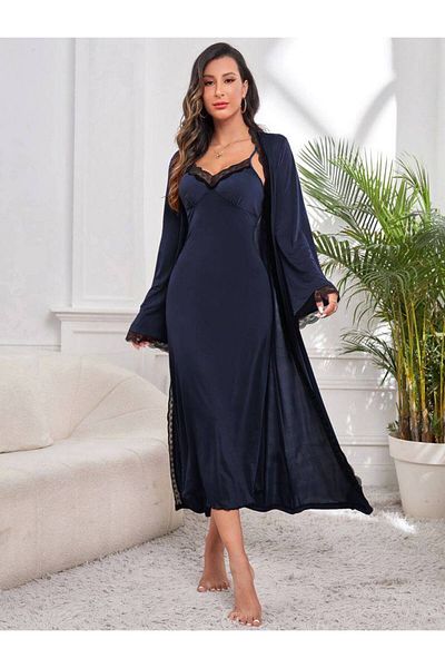 CSR HOMEWEAR Női két méretű pongyola Georgelik szett Hürrem sötétkék