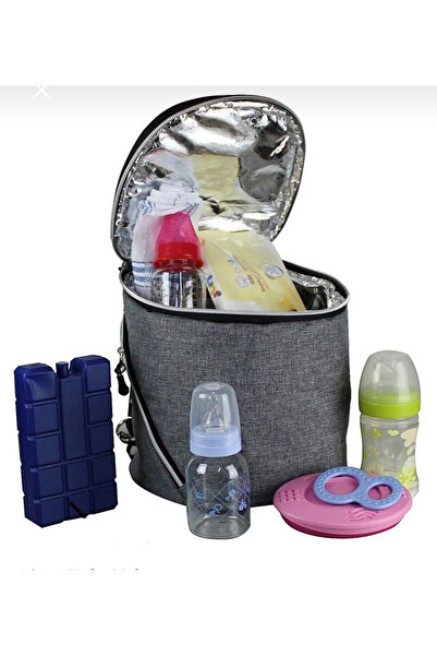 İthal Beslenme Çantası - Anne Çocuk Çantası - Çok Fonksiyonlu Gri Termoslu Sı...