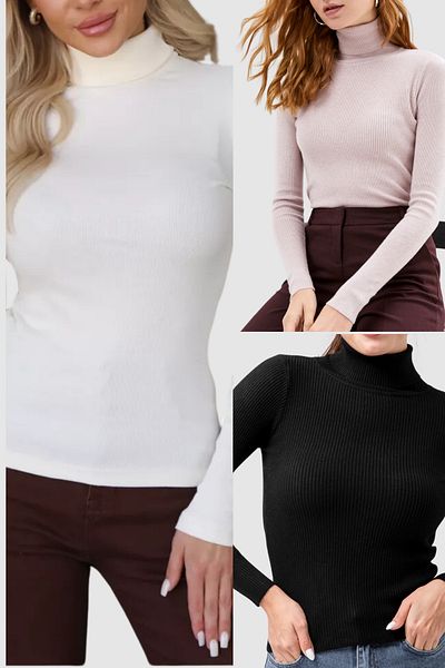 ZENCHES Pachet de 4 hanorace Slimfit din bumbac cu gât - cu caracteristici sezonieri și salvatori