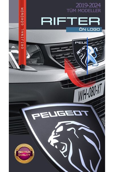 Edesign Peugeot Rıfter Ön Izgara 3d Yeni Aslan Logo (2019-2024)