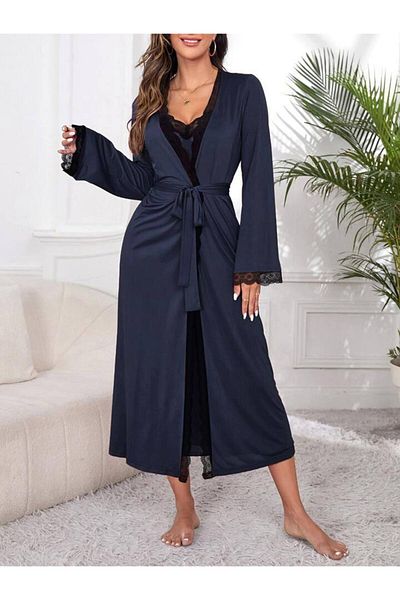 CSR HOMEWEAR Női két méretű pongyola Georgelik szett Hürrem sötétkék