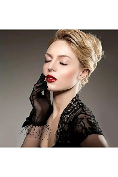 EREN STYLE Елегантні чорні рукавички з бантиком