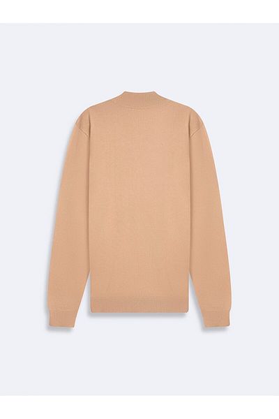 Ltb Stand Collar Long Sleeve Knitwear Cream Sweater