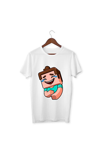 ALPŞAN TİCARET Minecraft Стів сміється, унісекс, біла футболка - для дітей та...