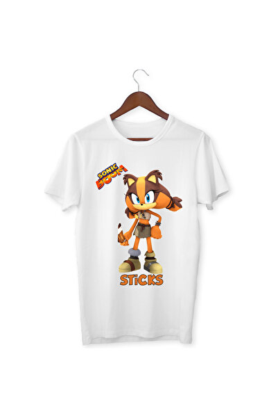 ALPŞAN TİCARET Tricou unisex Sonic Sticks Boom White - Tricou pentru copii și...