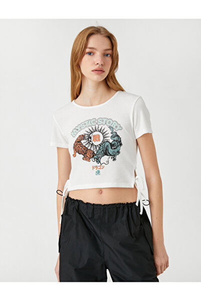 Koton Detail trička s krátkým rukávem a krátkým rukávem s potiskem