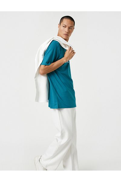 Koton Basic T-Shirt Slogan Printed Crew Neck
