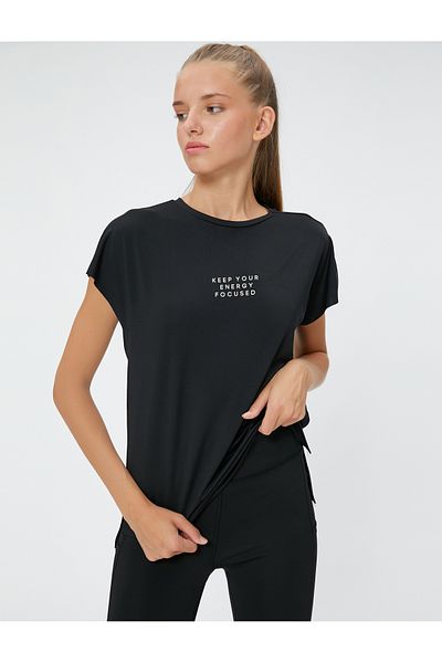 Koton Crew Neck Short Sleeve Sports T-Shirt - Slogan Printed