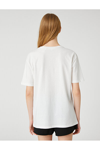 Koton Tričko s krátkým rukávem a výstřihem s potiskem sloganu