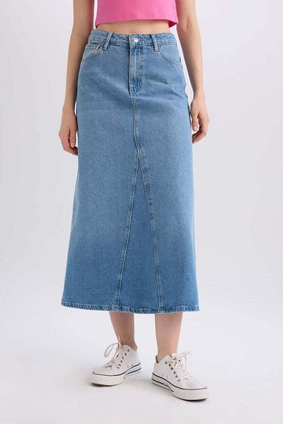 DeFacto New Season Fashion Fit Maxi Jean Skirt with Pockets