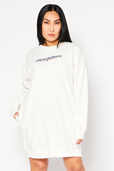 Diesel Women Brand Logo Midi Sweat Dress, Off White