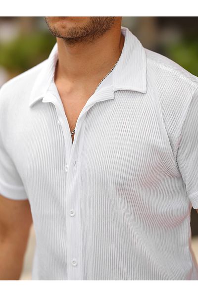 comstar Ανδρικό καλοκαιρινό πουκάμισο Lycra Slim Fit πουκάμισο με κοντό μανίκι