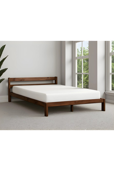 pinoxi 90cm X 190cm Masif Ahşap Karyola Tek Kişilik 90x190 Cm Doğal Ahşap Ceviz