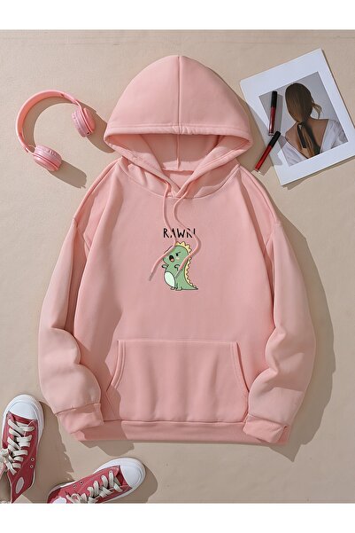 Jakinta Outdoors Baskılı Kapüşonlu Sweatshirt – Pamuk-Polyester Karışımlı Rah...