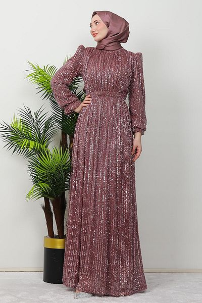 GİZ AGİYİM Βραδινό φόρεμα Dusty Rose Işılay Hijab