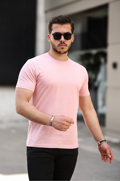 comstar Ανδρικό μπλουζάκι Basic Crew Neck με κοντό μανίκι στενό σε πούδρα