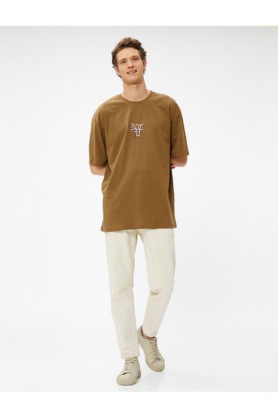 Koton Oversize T-Shirt Graffiti Printed Crew Neck Βαμβακερό