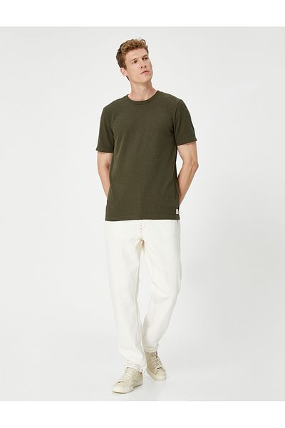 Koton Slim Fit T-Shirt Crew Neck Textured Short Sleeve