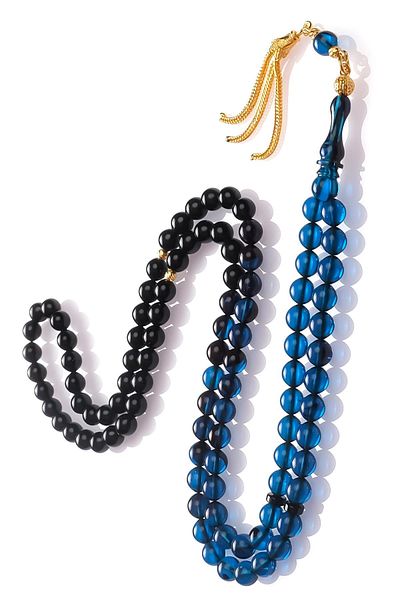 TESBİHCİBABA Blue Prayer Grains - Squeezed Amber Prayer Rosary