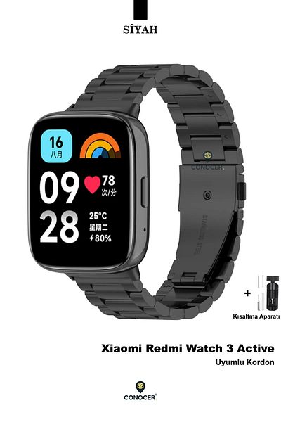 CONOCER حزام معدني متوافق مع ساعة Xiaomi Redmi Watch 3 Active من الفولاذ المقاوم للصدأ