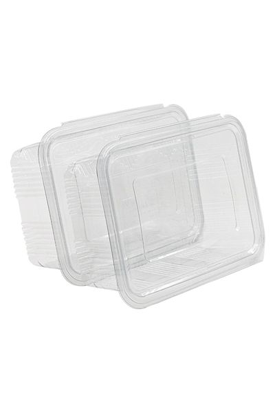 YOK YOK AMBALAJ Disposable Storage Container with Plastic Lid Leak Proof Container 2000 ml 25 Pieces