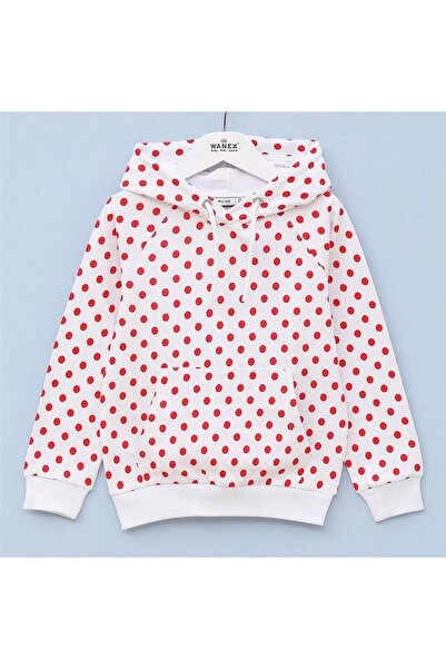 WANEX Kız Çocuk Şardonsuz Uzun Kol İnce Kapüşonlu Sweatshirt - 31702 - Desenli