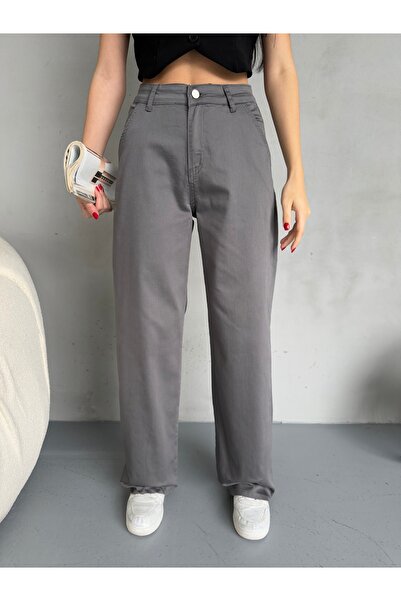 alanora Kadın Yüksek Bel Likralı Esnek Geniş Paça Palazzo Pantolon