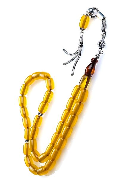 TESBİHCİBABA Antique Design Red Imame Clamping Amber Prayer Beads