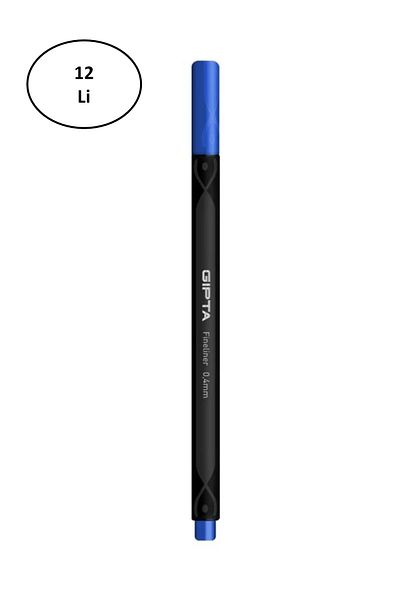 Gıpta Fineliner Thin Felt Tip Pen 0.4 Mm Cardboard Box Triangle Navy Blue (Pack of 12)