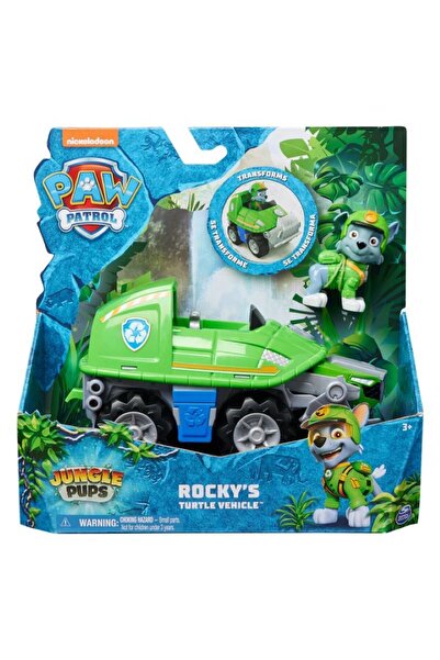 PAW PATROL Jungle Pups Rocky Orman Temalı Kaplumbağa Araç ve Figür