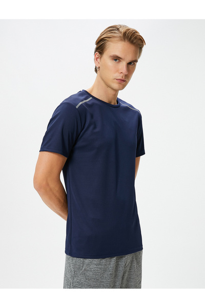 Koton Sport T-Shirt Reflektierender Aufdruck Kurzarm Rundhals
