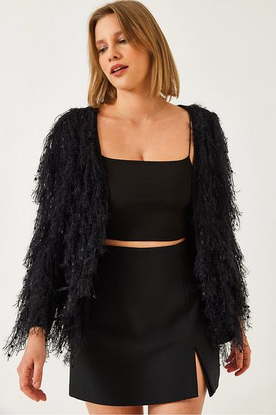 Bianco Lucci Women's Fringed Knitwear Cardigan 20246249