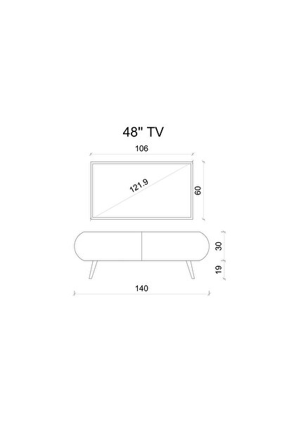enwood Regulus Siyah Mdf 2 Kapaklı Ahşap Ayaklı 140 Cm Modern Tv Ünitesi
