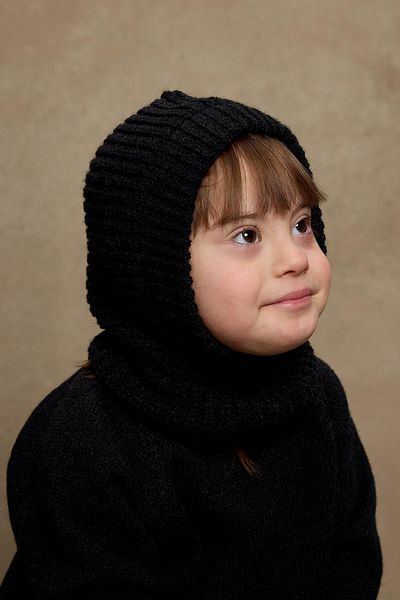 Fahhar Kids Плетена детска балаклава, черна