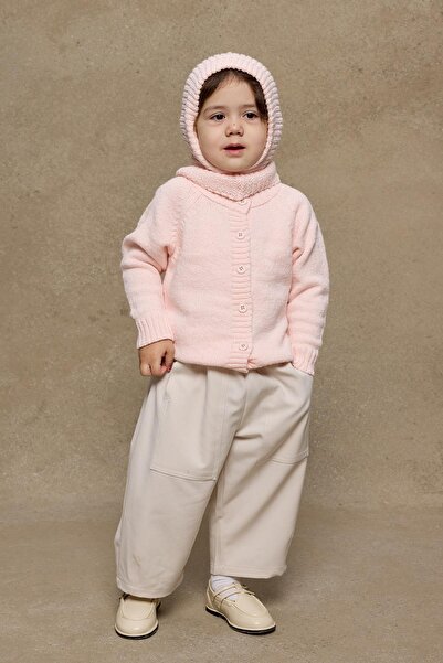 Fahhar Kids Örme Çocuk Balaclava Bere Pembe