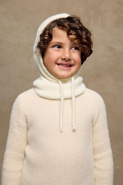 Fahhar Kids Ecru Soft Balaclava Beret