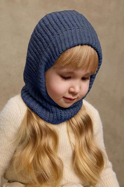 Fahhar Kids Детска плетена балаклава в индиго цвят - дизайн на шапка