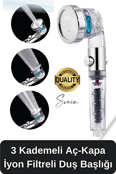 Svein Boncuklu Özel Filtreli Arıtmalı Tazyikli Kireç Önleyici Su Tasarruflu Duş Başlığı 06026