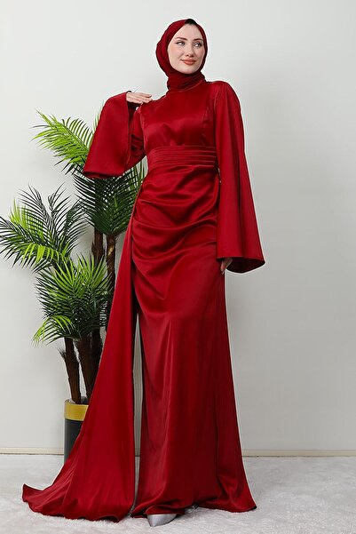 giz astore Yasemin Saten Abiye Bordo