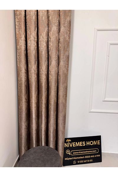 NİVEMESHOME Nivemeshome Pera V-5302 - 1/3 Close Pleated Background Curtain