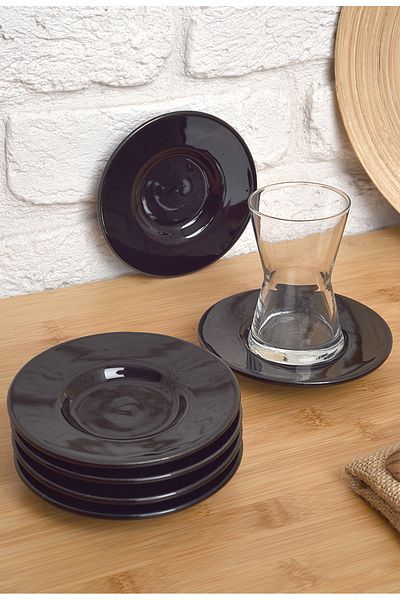 ŞURA MUTFAK Set of 6 Tea Plates Black 11.5cm
