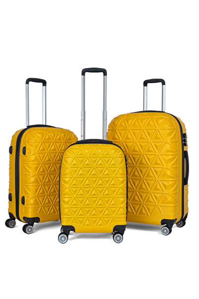 Reymond Luggage Piramit Desen ABS Seyahat Valizi, Canyon Serisi,  Sarı - 3'lü...