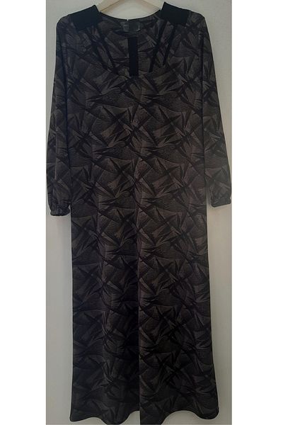 N.Y.YILDIZ STAR MOTHER'S DRESS LIZZY ΕΠΟΧΙΚΟ ΧΡΥΣΟ ΥΦΑΣΜΑ ΕΜΠΡΙΜΕΝΟ Άνετο ΦΟΡΕΜΑ ΜΕΓΕΘΟΣ ΜΕ ΠΕΤΟΝΙΑ ΚΑΙ ΣΤΡΑΣ
