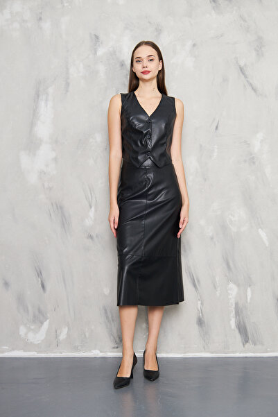 KİM Kİ O FUSTE DE DAME DIN PIELE PU, SUBȚIRE, FĂRĂ BUCĂTĂ, FĂRĂ BUCĂTĂ, CU TĂIȚE ASIMETRICĂ, ÎNCHIDERE CU FERMUAR