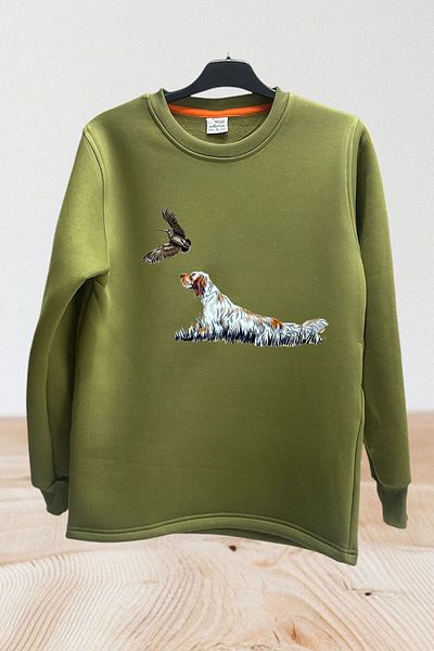 WİDİ Φούτερ Hunter Hunting με φερμουάρ English Setter με κανονική εφαρμογή με λαιμόκοψη