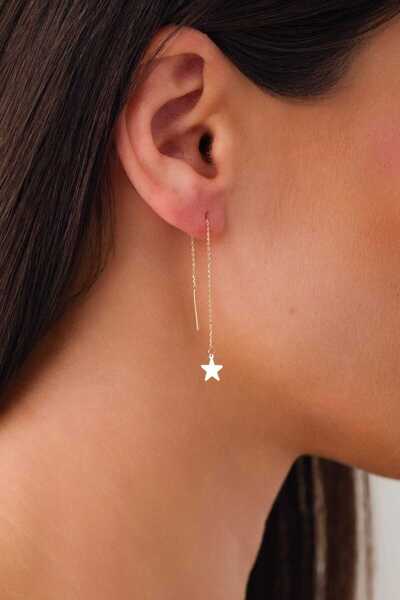 Zeynepli gold & jewelry 14 Ayar Altın Sallantılı Yıldız Küpe